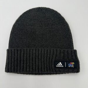Kansas Jayhawks Adidas‎ Gray Knit Beanie Hat Cuffed One Size NCAA New